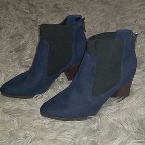 Navy suede boots